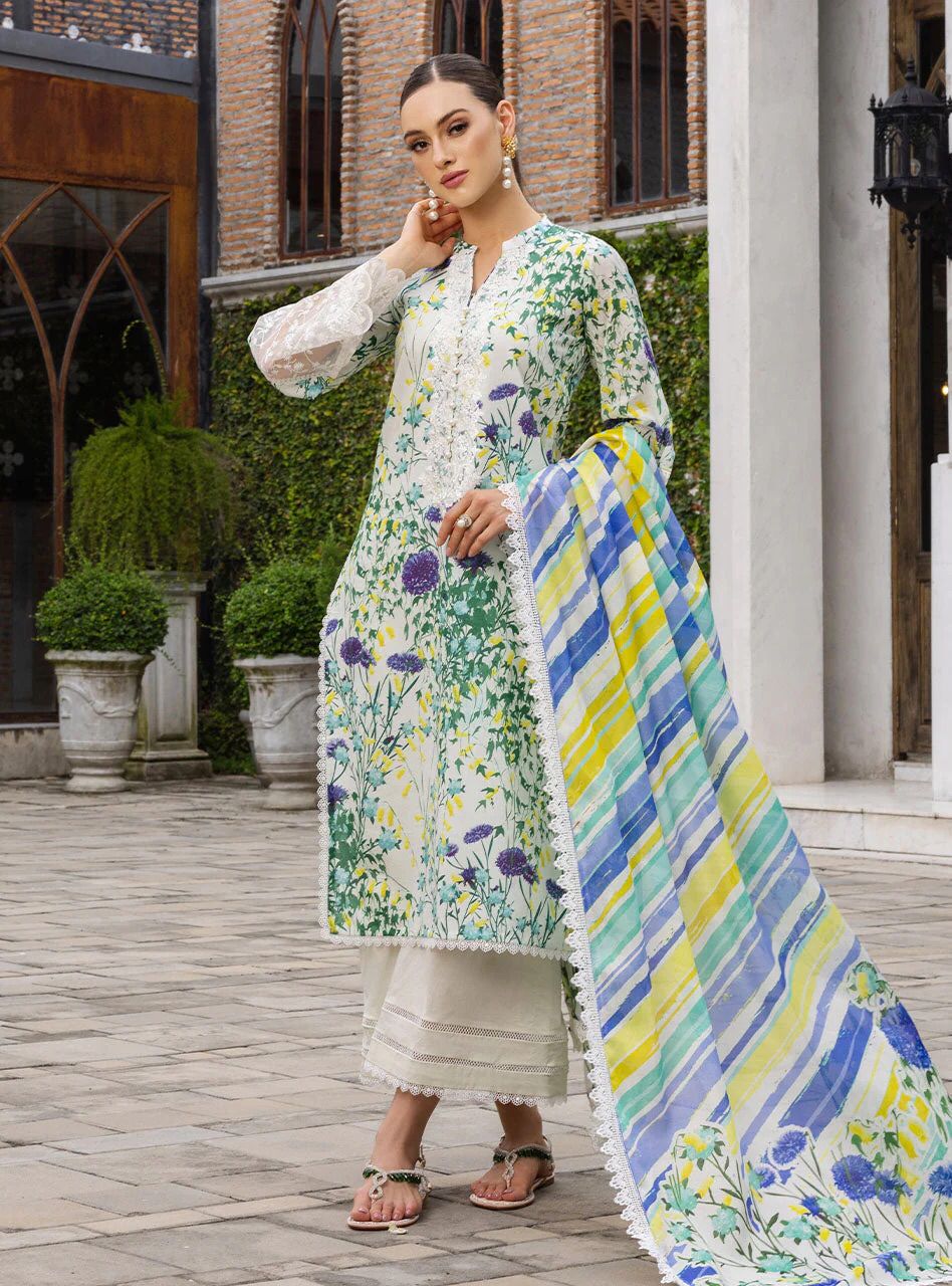 Lawn summer collection 3 piece unstitched digital printed suit - Kapra Collection