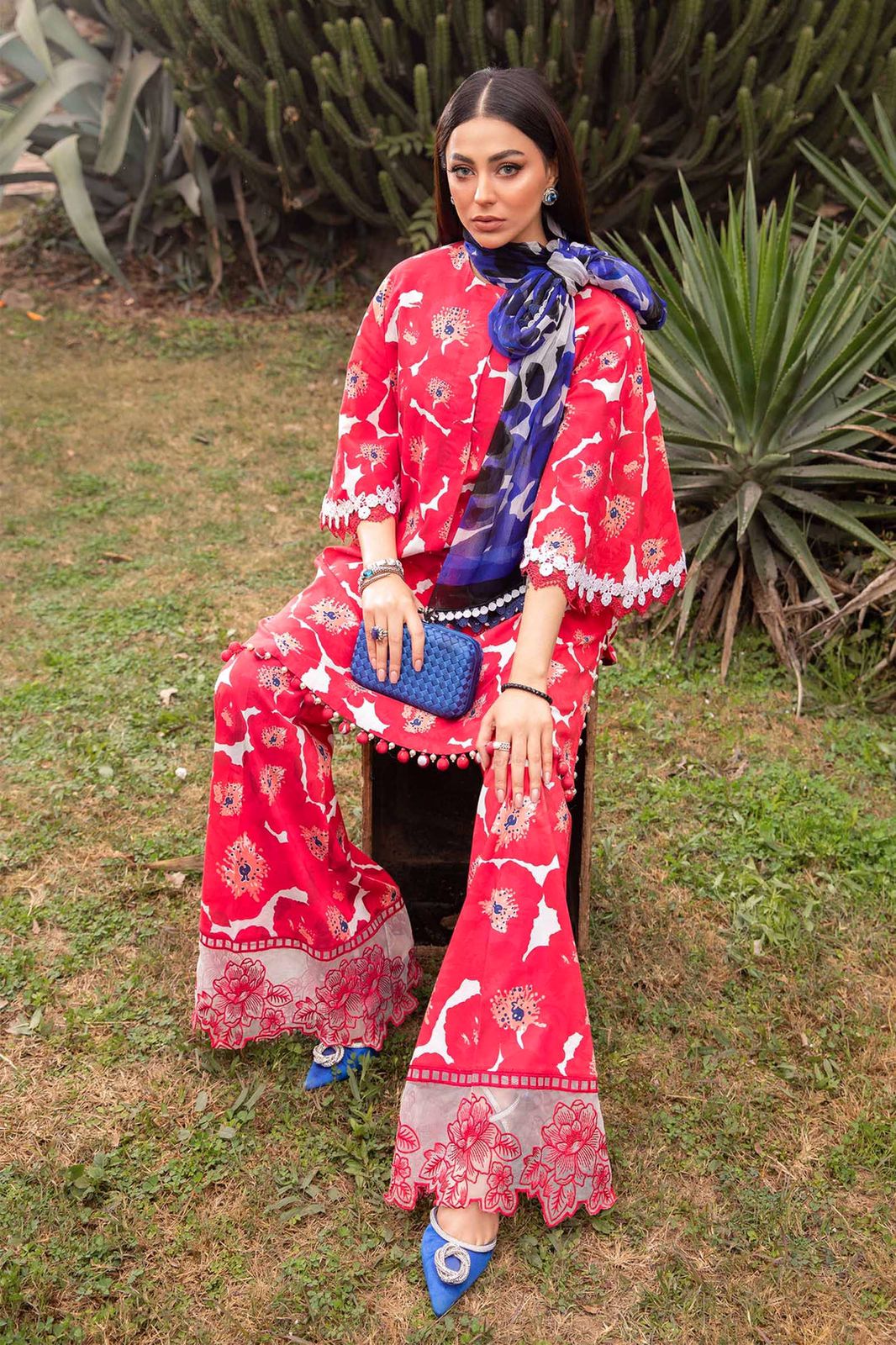 Lawn m print summer collection 3 piece unstitched digital printed suit - Kapra Collection