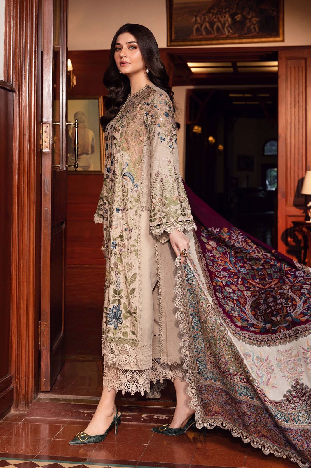 3 piece unstitched lawn digital printed suit - Kapra Collection