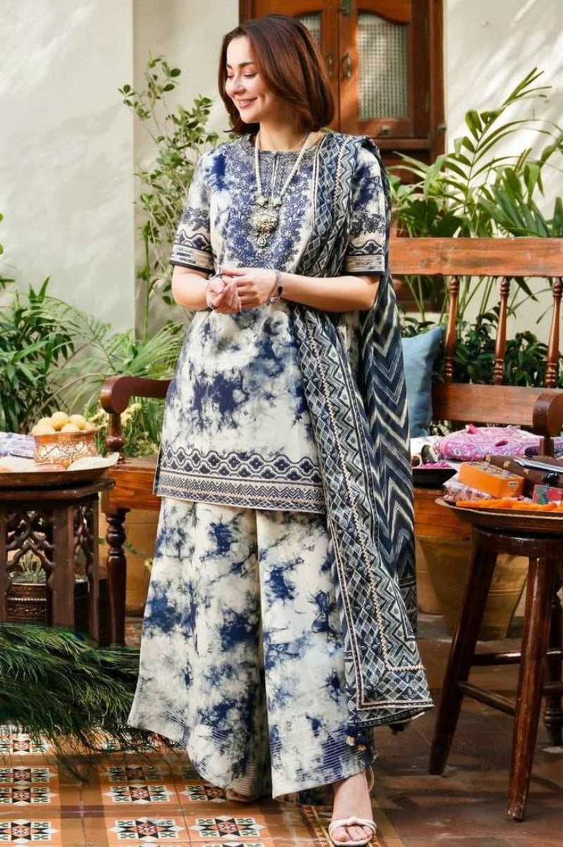 Sapphire White Digital Printed Lawn Collection - Kapra Collection