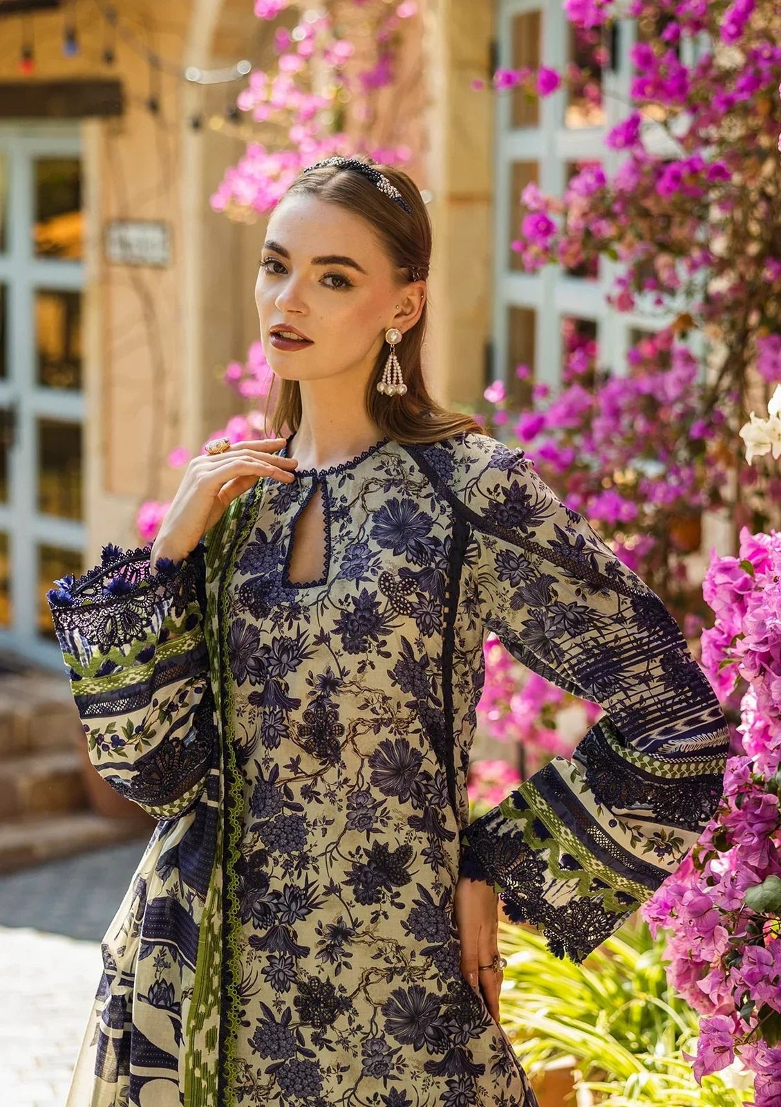 Elat premium lawn blue digital printed Dre’s