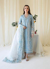 Luxury sky blue embroidered chikankari replica - Kapra Collection