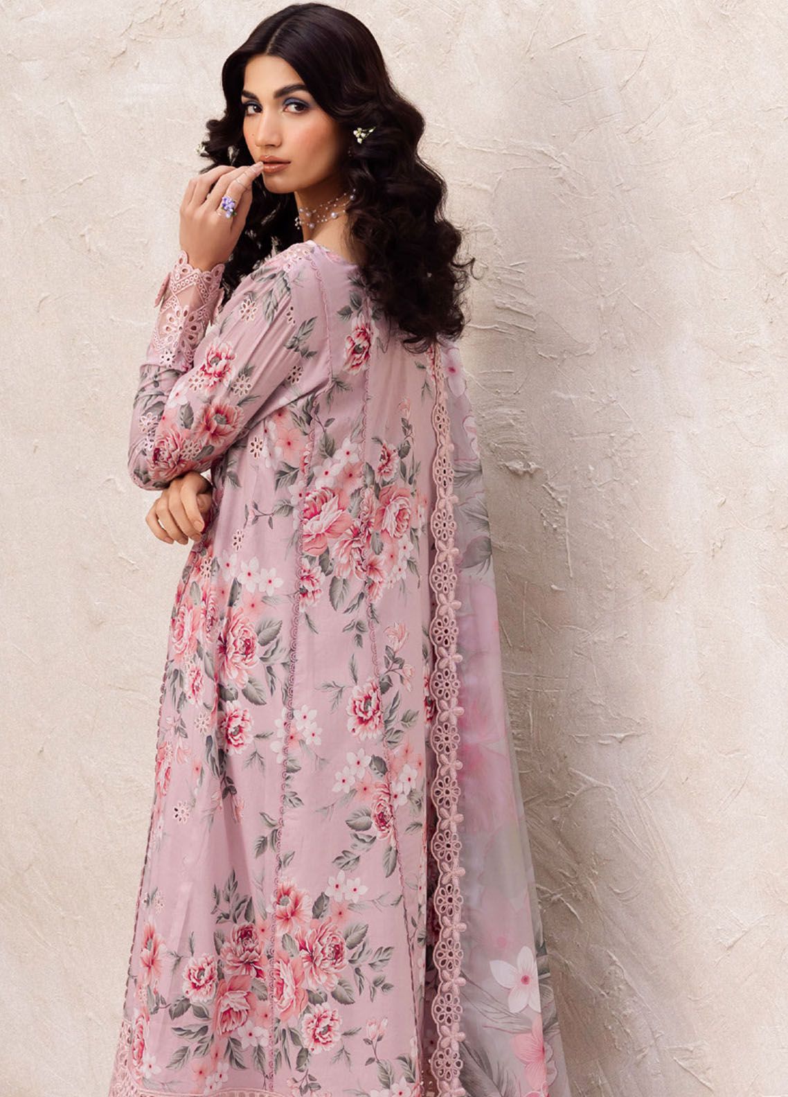 Iznik digital printed with chikankari lawn unstitched suit - Kapra Collection