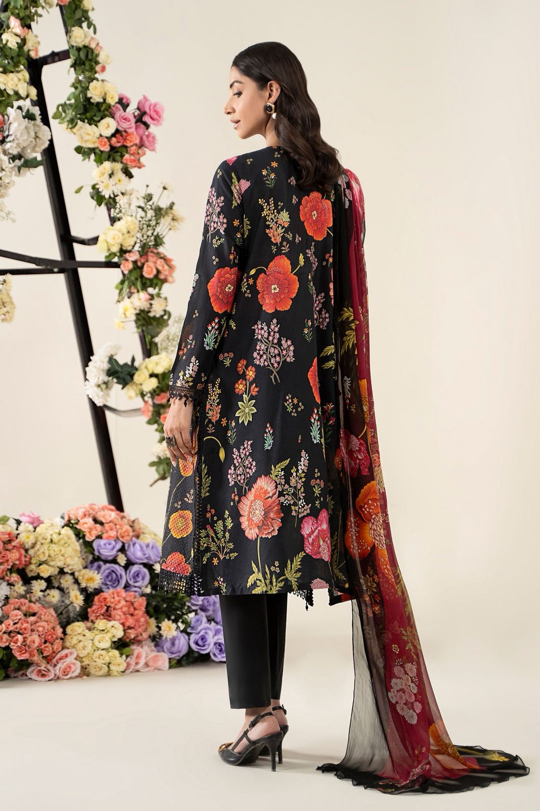 Maria b 3 piece unstitched Embroidered black dress