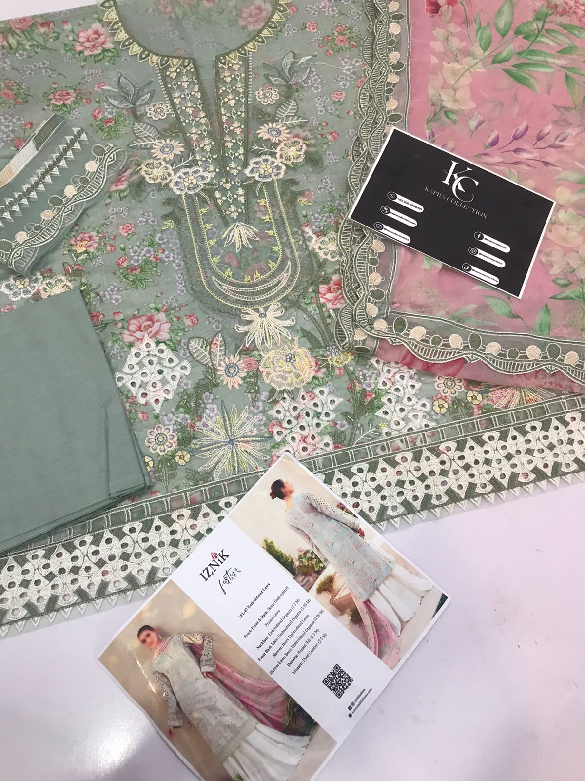 Iznik luxury Chikankari Lawn Collection Replica - Kapra Collection