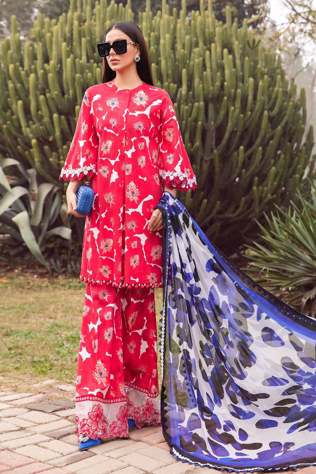 Lawn m print summer collection 3 piece unstitched digital printed suit - Kapra Collection