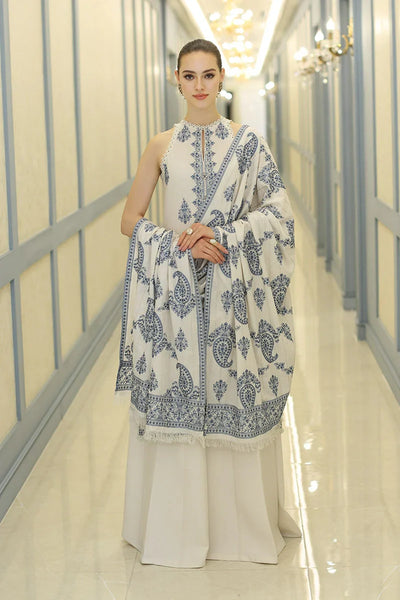 03-Piece Printed Lawn Suit With Chiffon Dupatta | Unstitched