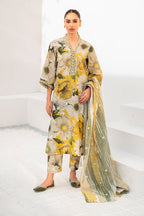 Lawn 3 piece unstitched printed suit - Kapra Collection