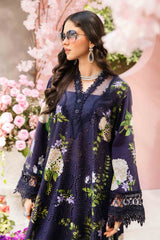 Neavy Blue 3 Piece Unstitched Lawn Embroidered  Suit