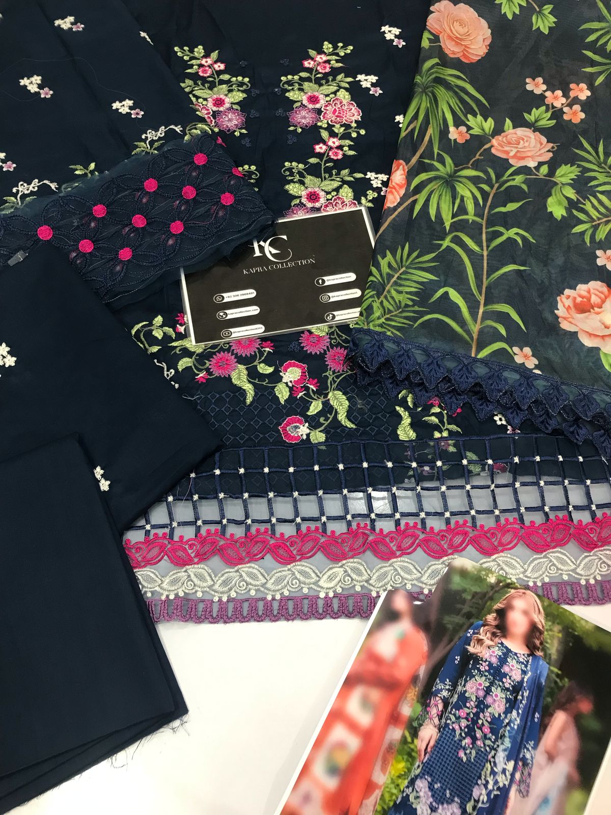 Luxury embroidered lawn collection replica unstitched - Kapra Collection