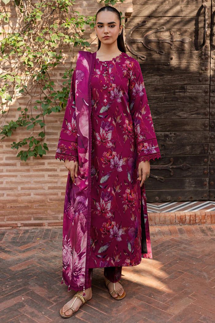 3-piece unstitched digital printed lawn suit typically refers to a traditional outfit set made from high-quality lawn fabric, - Kapra Collection