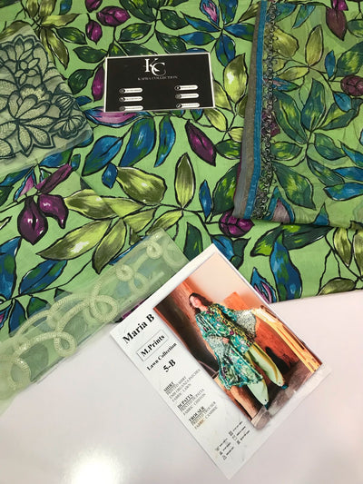 "3-piece unstitched printed lawn suit" typically refers to a set of fabric components designed to be stitched into a complete outfit, - Kapra Collection