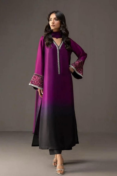 Plum Dusk Shamoze Silk 2 Tone - Kapra Collection