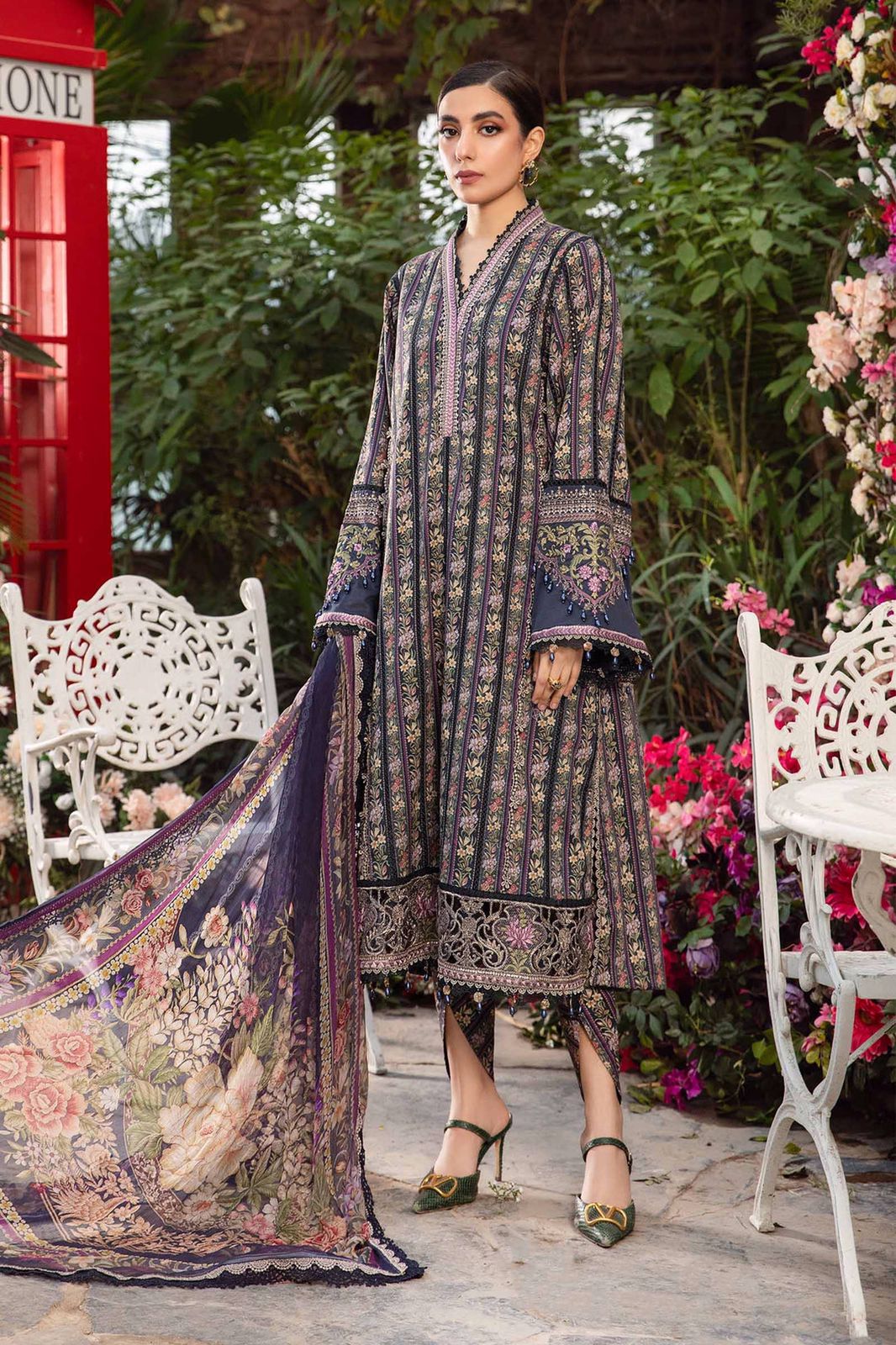 Lawn summer collection 3 piece unstitched digital printed suit - Kapra Collection
