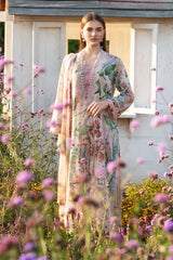 Maria b peach chikan digital printed replica - Kapra Collection