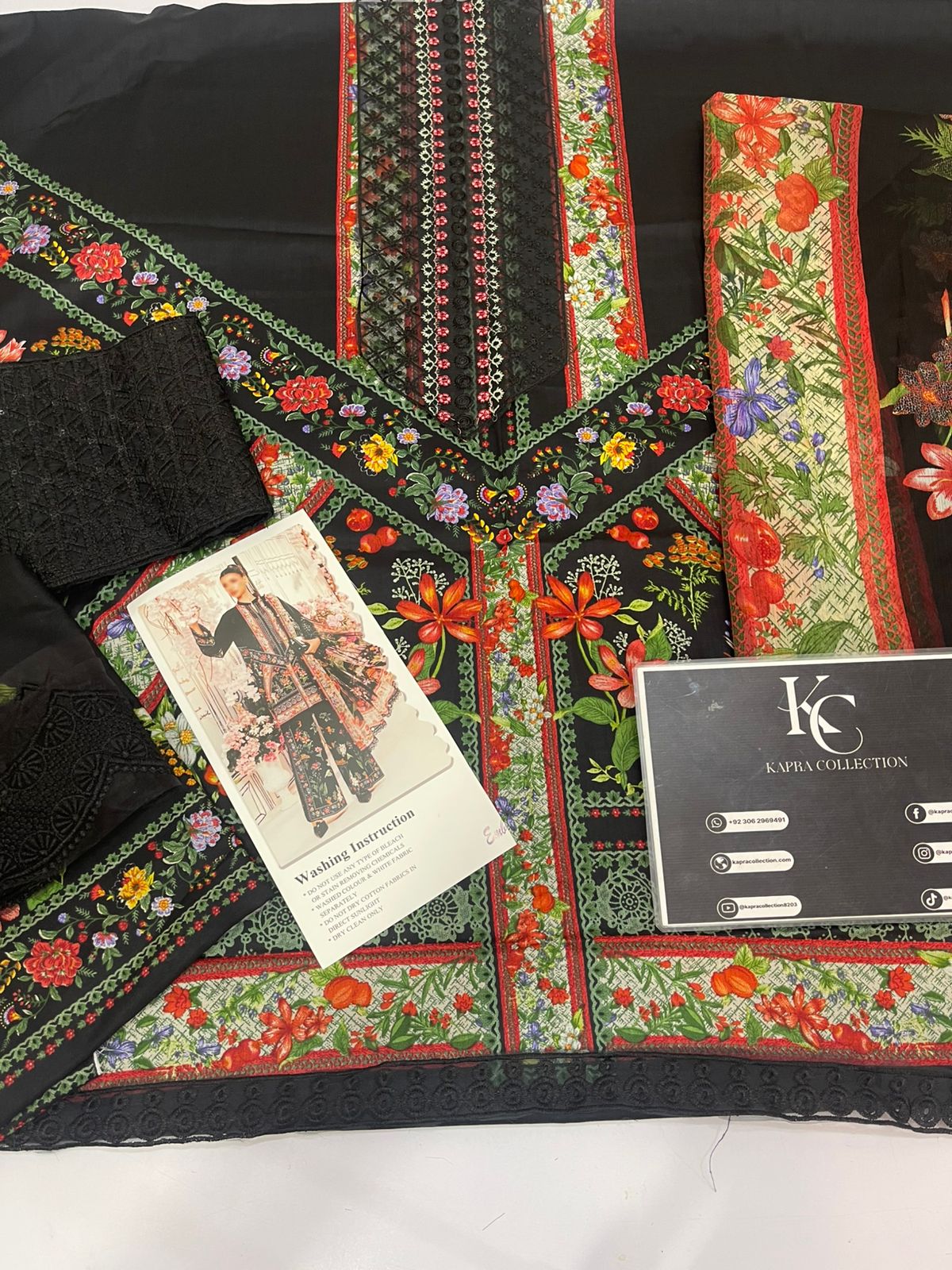 Jatt Black Lawn 3Piece Digital Printed Unstitched Dress
