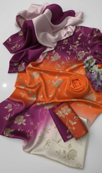 Orange & Magenta Ombre - 03 Piece Silk Suit | Unstitched