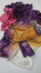 Mustard & Purple Fusion - 03 Piece Silk Suit | Unstitched