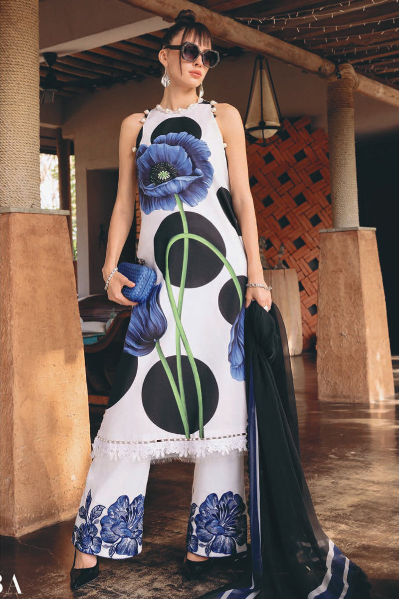 03-Piece Digital Printed Lawn Dress - Kapra Collection