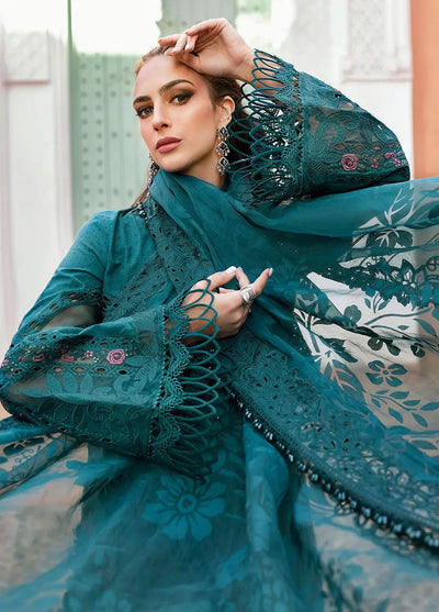 03-Piece Embroidered Lawn Suit With Organza Dupatta | Ready To Wear