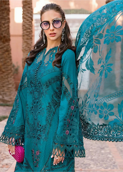 03-Piece Embroidered Lawn Suit With Organza Dupatta | Ready To Wear