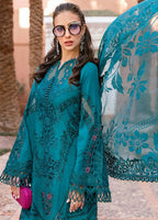 03-Piece Embroidered Lawn Suit With Organza Dupatta | Ready To Wear