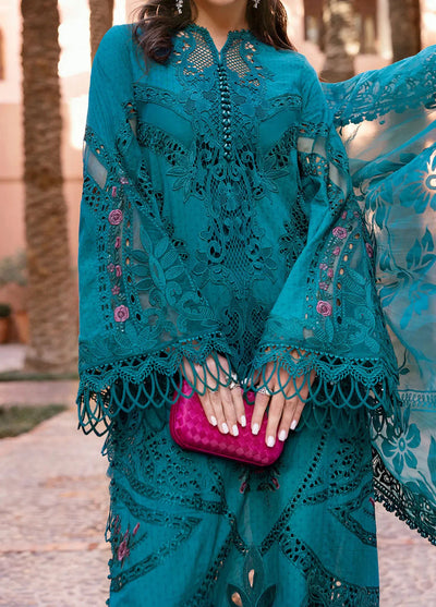 03-Piece Embroidered Lawn Suit With Organza Dupatta | Ready To Wear