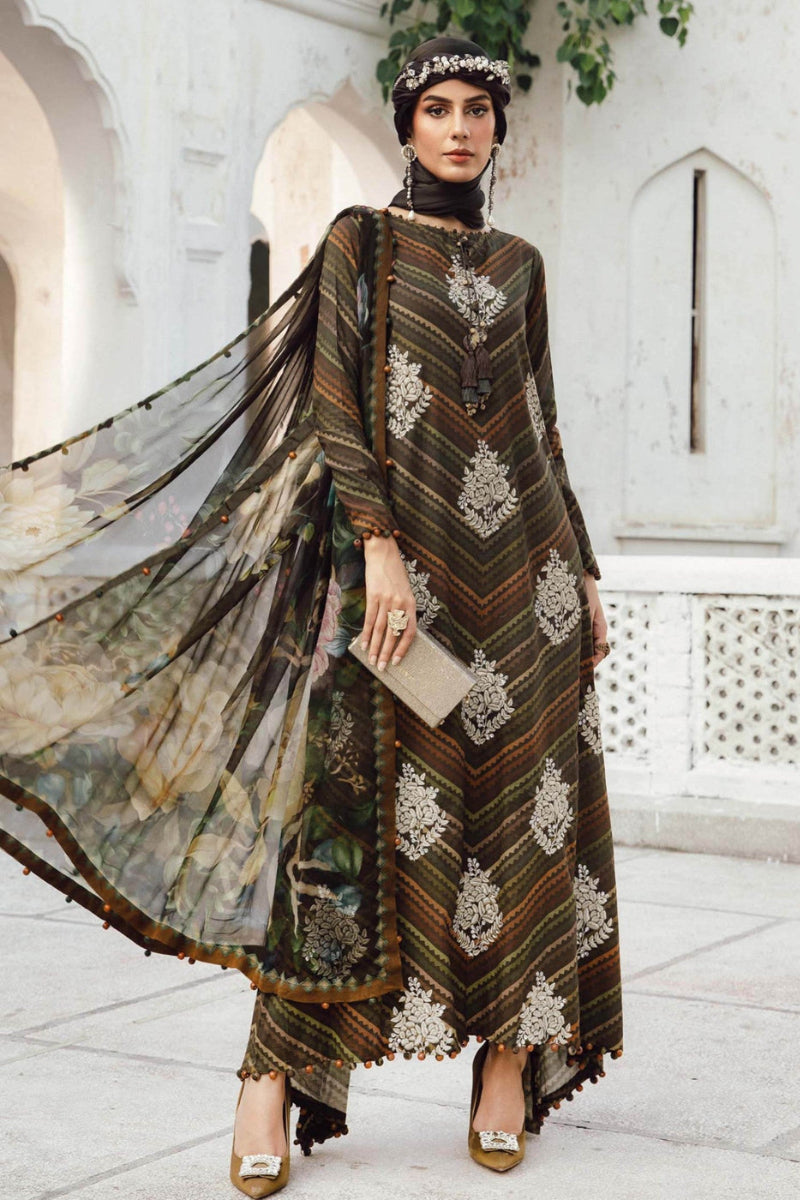 Maria-B 3 Piece Unstitched Embroidered Lawn Suit - Kapra Collection
