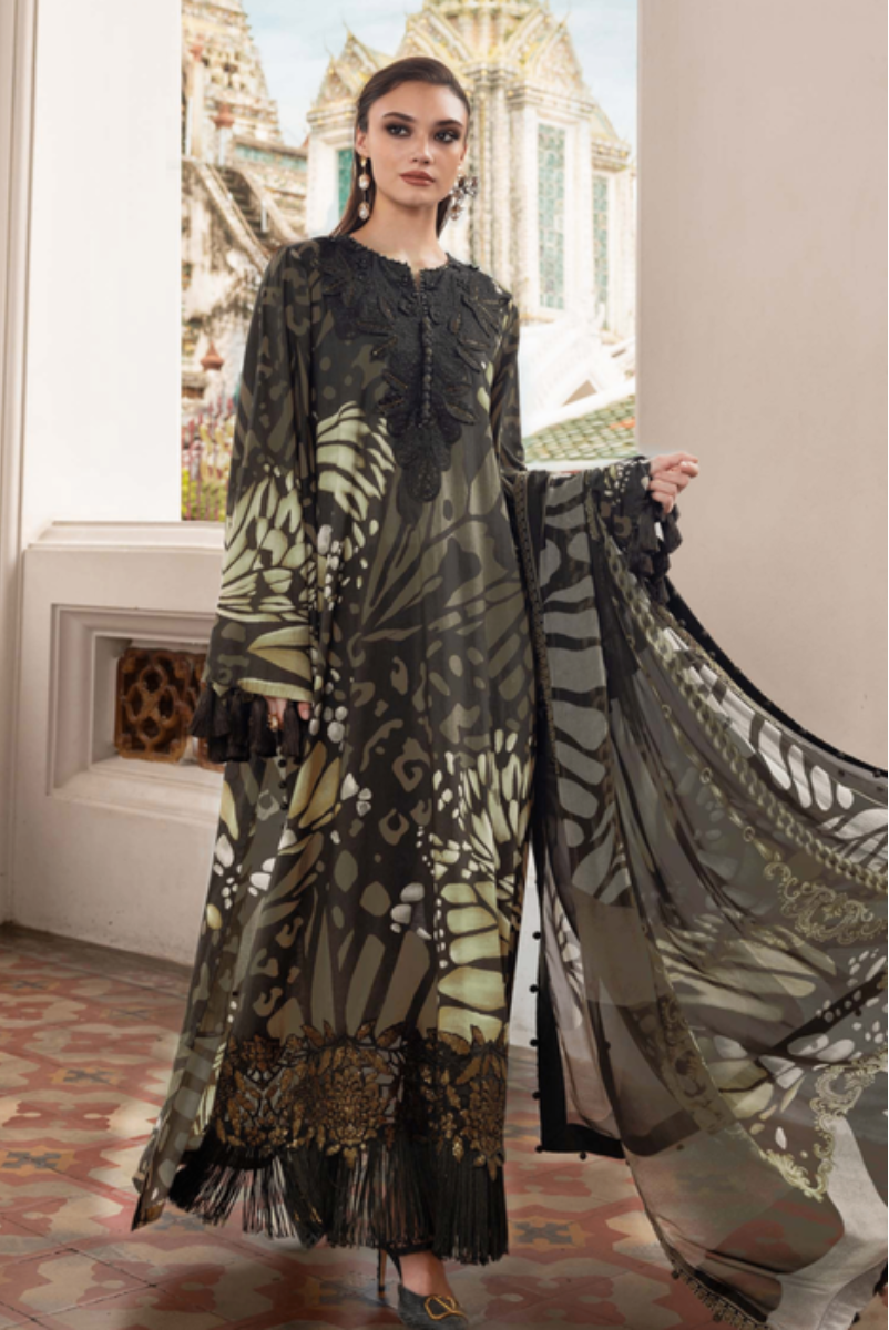 03-Piece Digital Printed Lawn Dress with dupatta - Kapra Collection