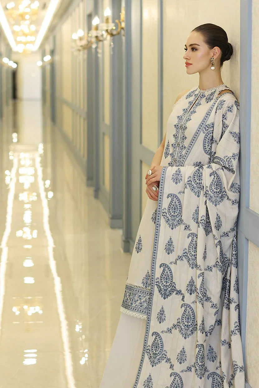 03-Piece Printed Lawn Suit With Chiffon Dupatta | Unstitched
