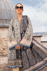 3-piece unstitched printed lawn suit in the "M print" style. These are typically fabric sets for making summer outfits The three pieces usually include: - Kapra Collection