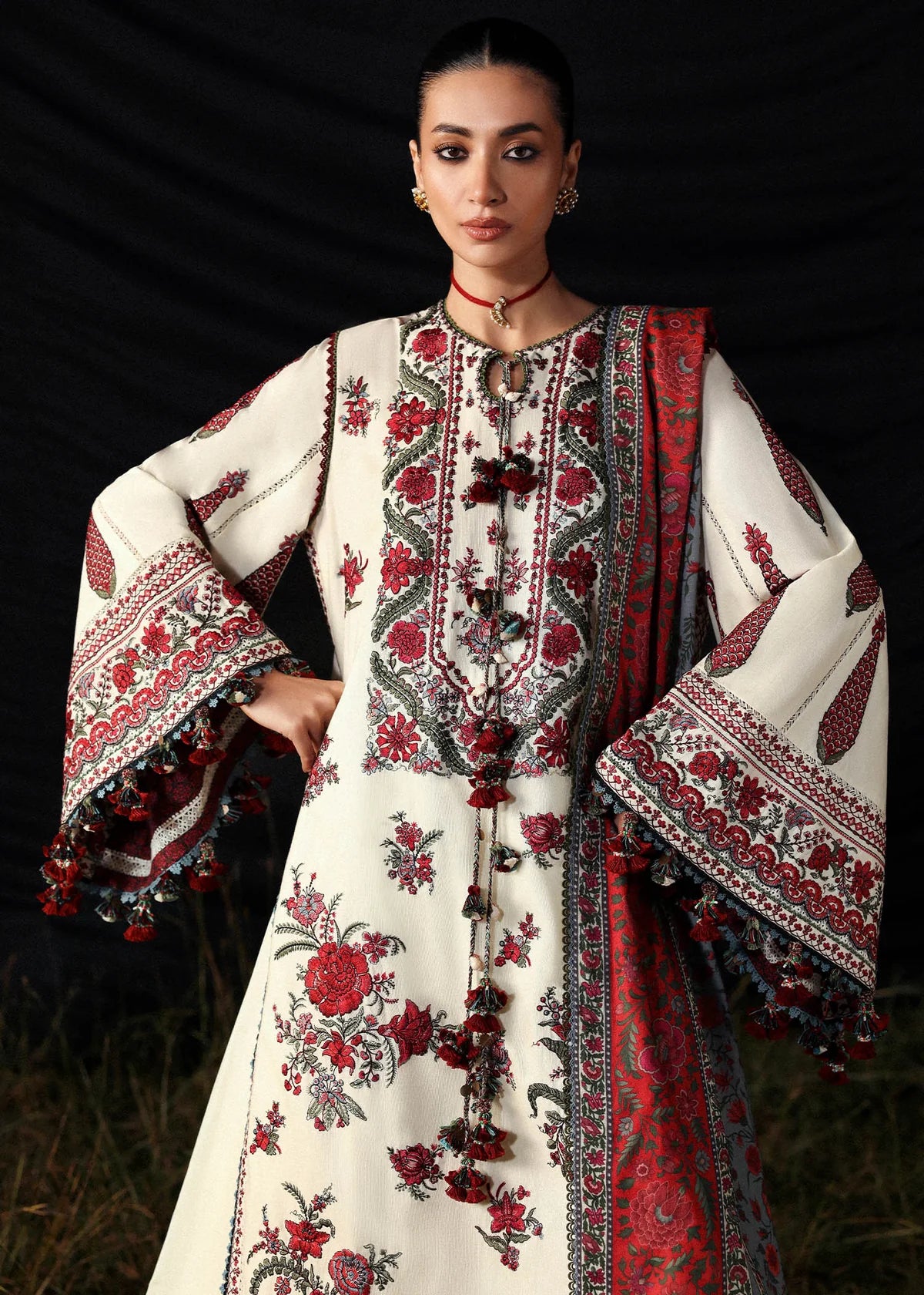 03-Piece Printed Law Suit - Unstitched - Kapra Collection