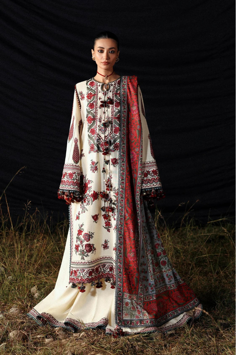 03-Piece Printed Law Suit - Unstitched - Kapra Collection
